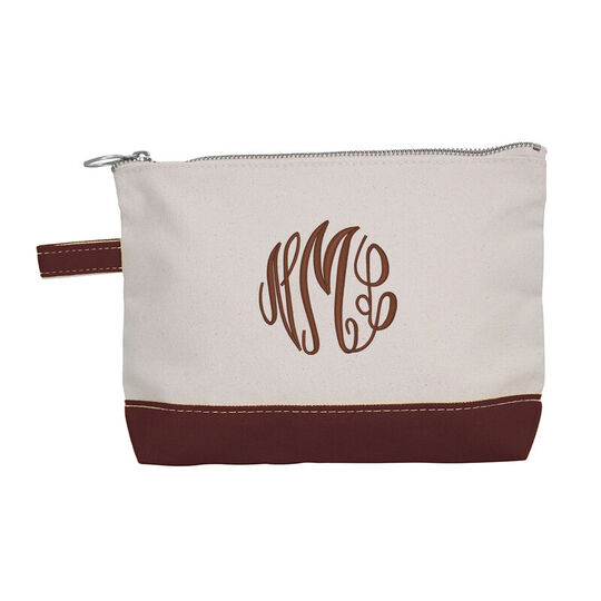 Personalized Brown Trimmed Cosmetic Bag